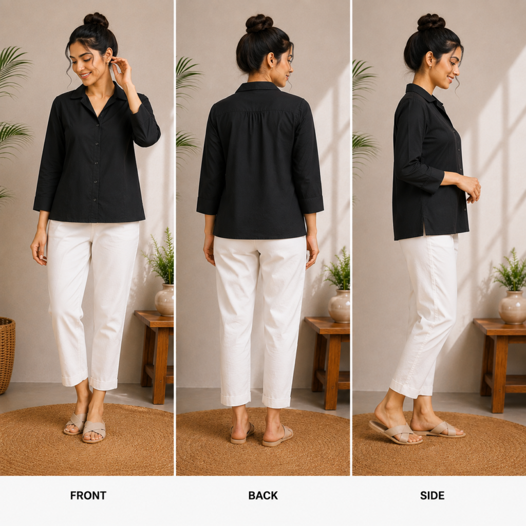 Classic Black Collared Casual Shirt
