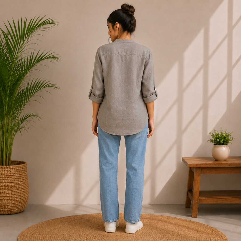 Classic Grey Full Sleeve Shirt Back