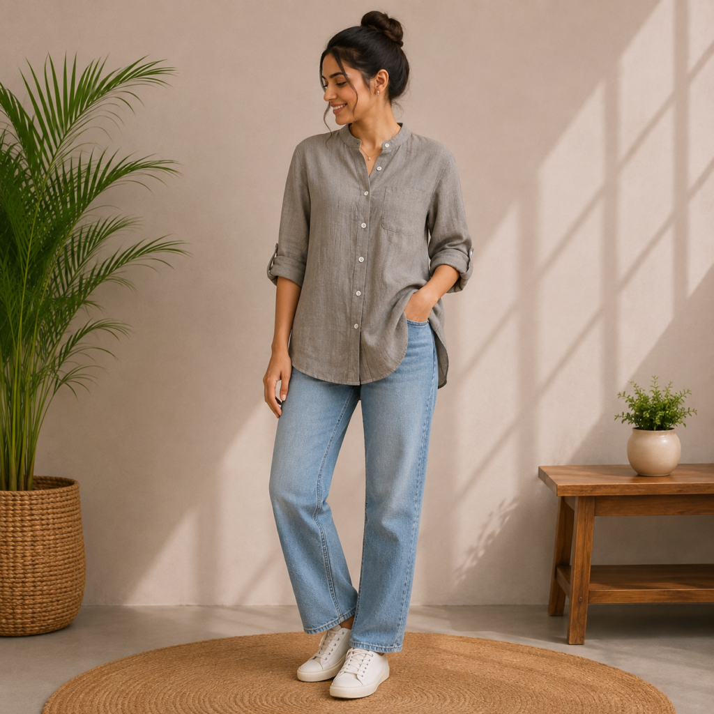 Classic Grey Full Sleeve Shirt Front
