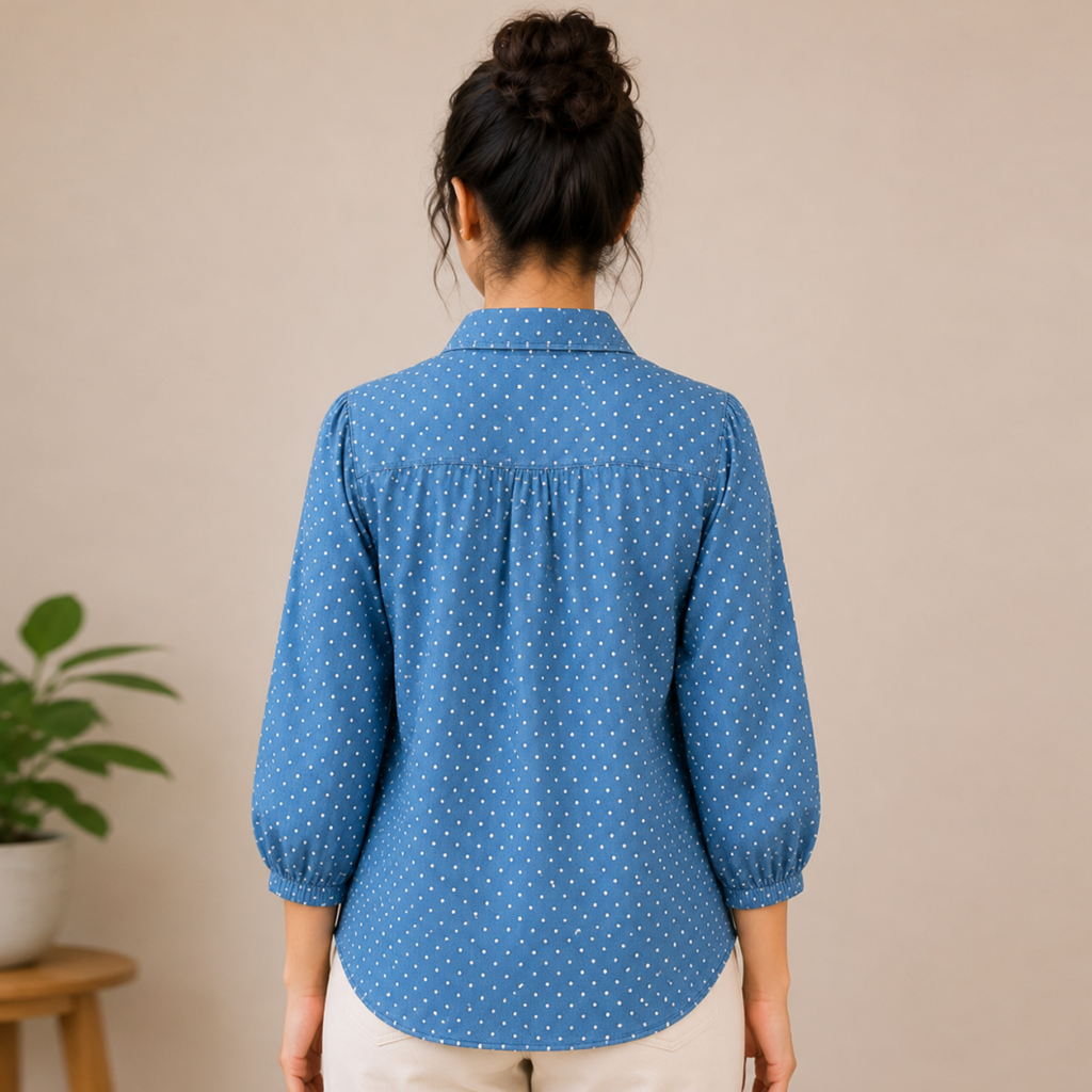 Denim-Blue-Polka-Dot-Puff-Sleeve-ShirtBack