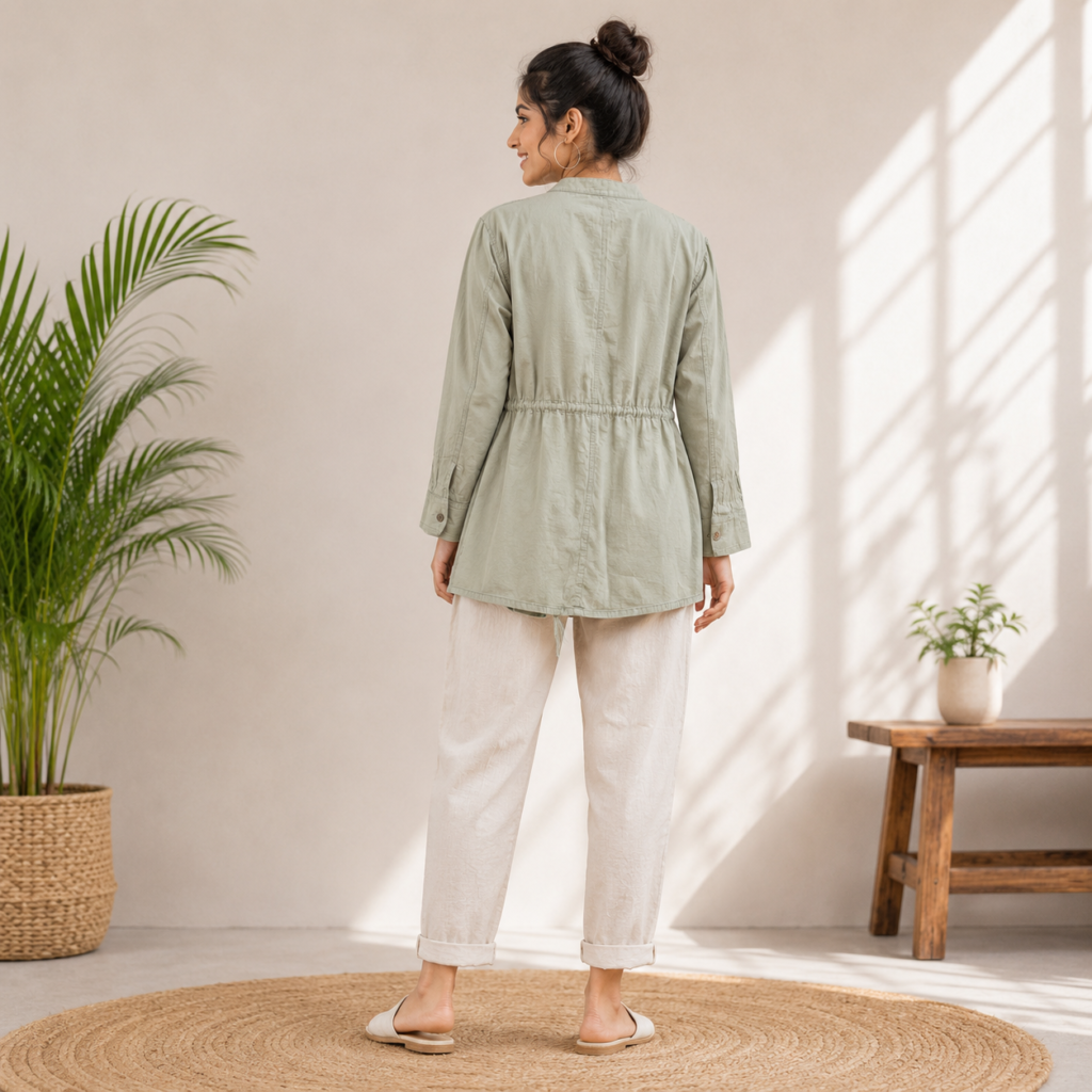 Sage Green Casual Tunic Back
