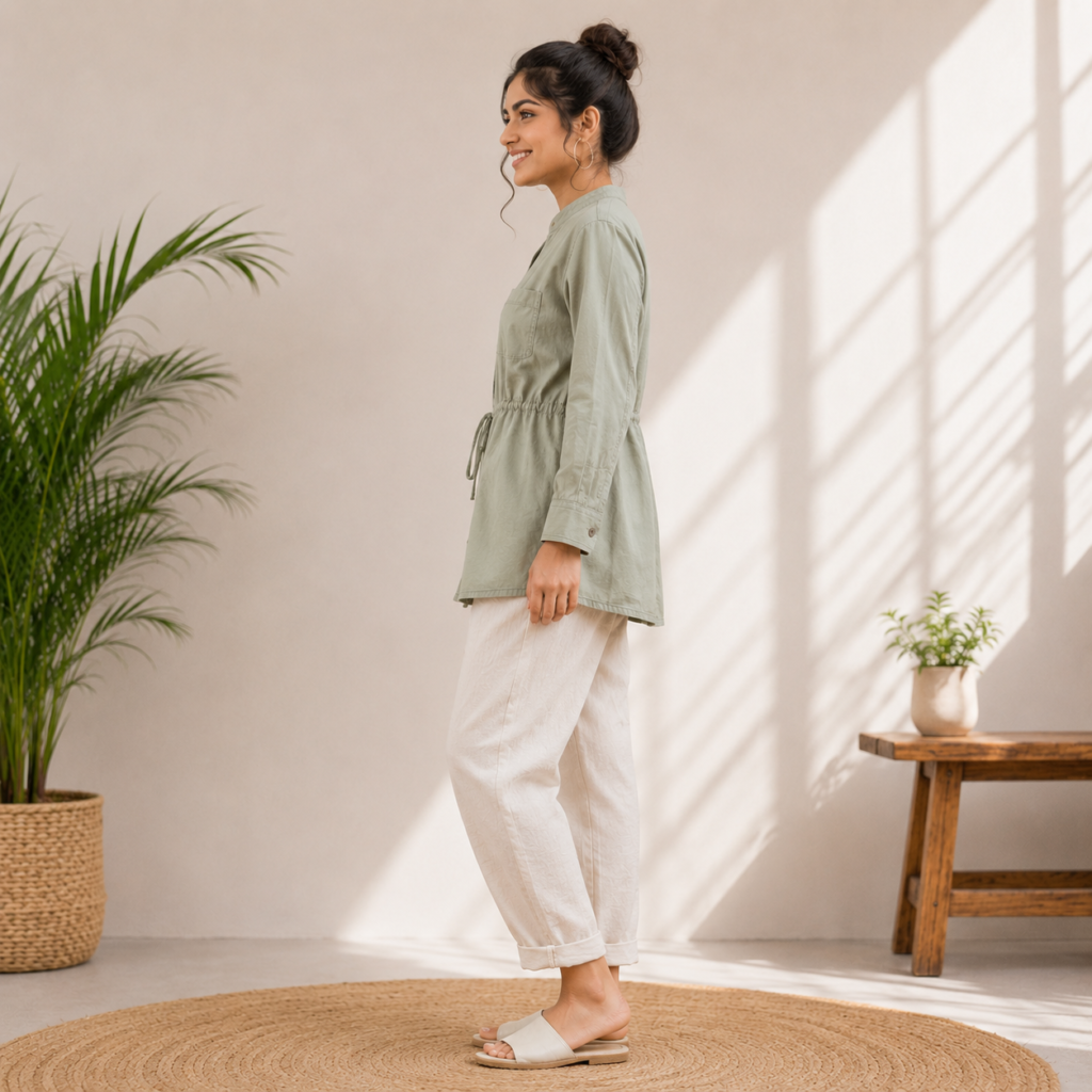 Sage Green Casual Tunic Side