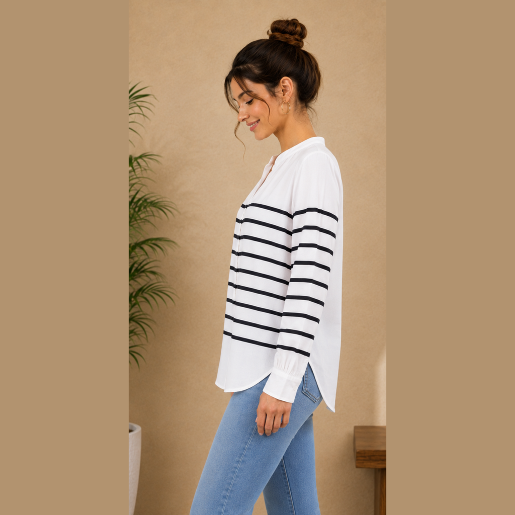 Navy Stripe Elegance Shirt Side