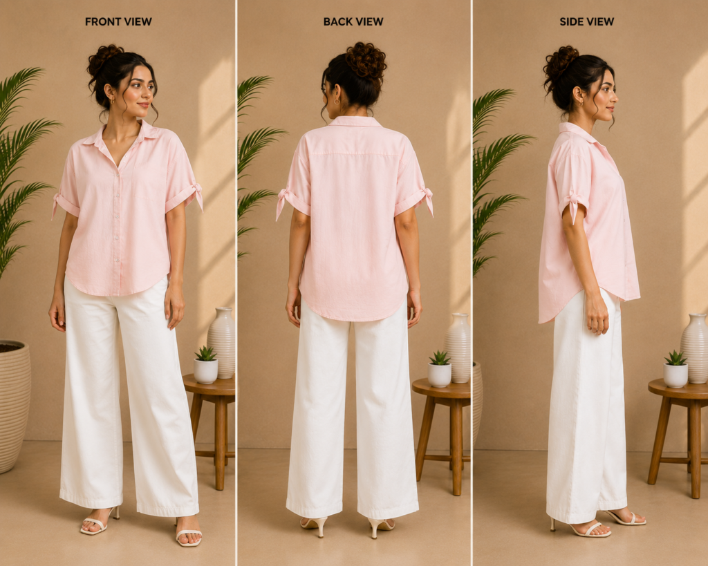 Women’s Baby Pink Collared Shirt