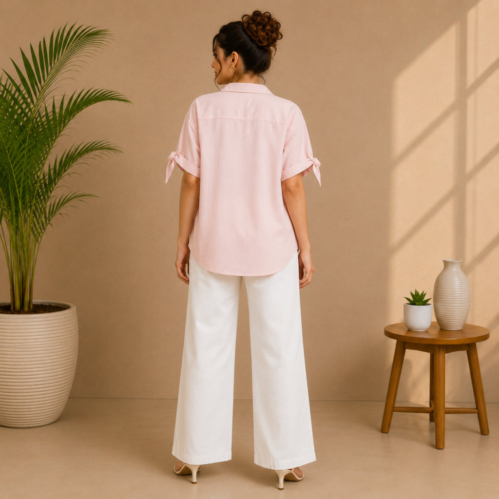 Women’s Baby Pink Collared Shirt Back