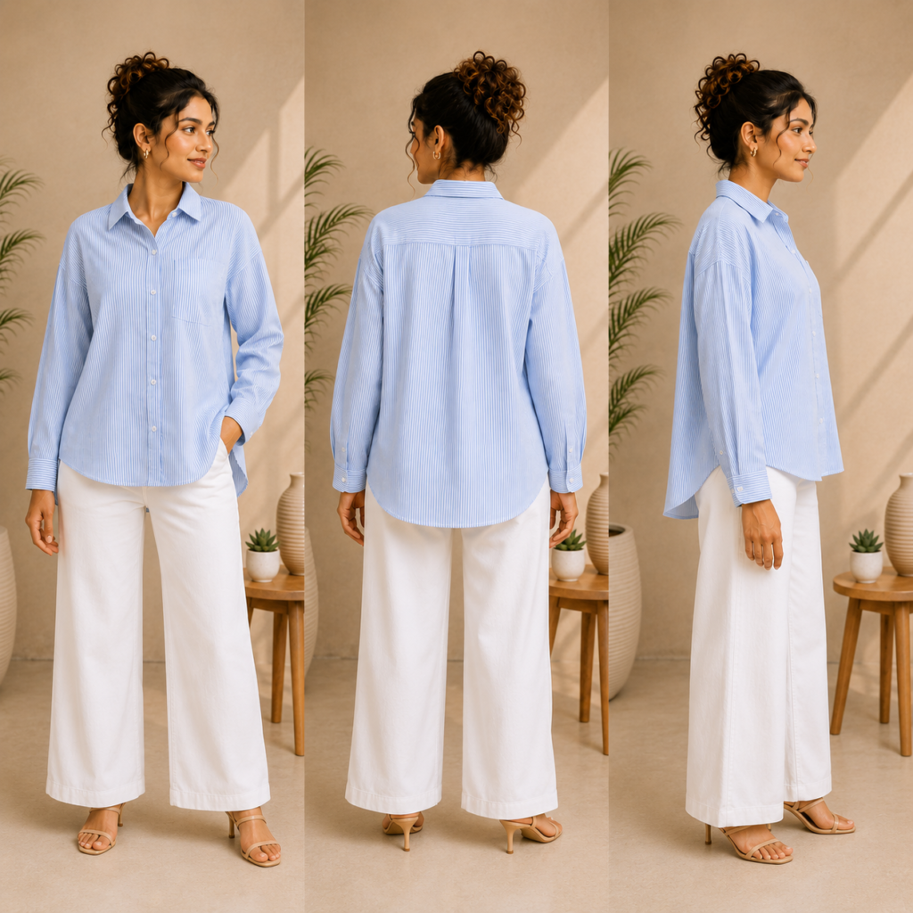 Women’s Light Blue Striped Oversized Shirt