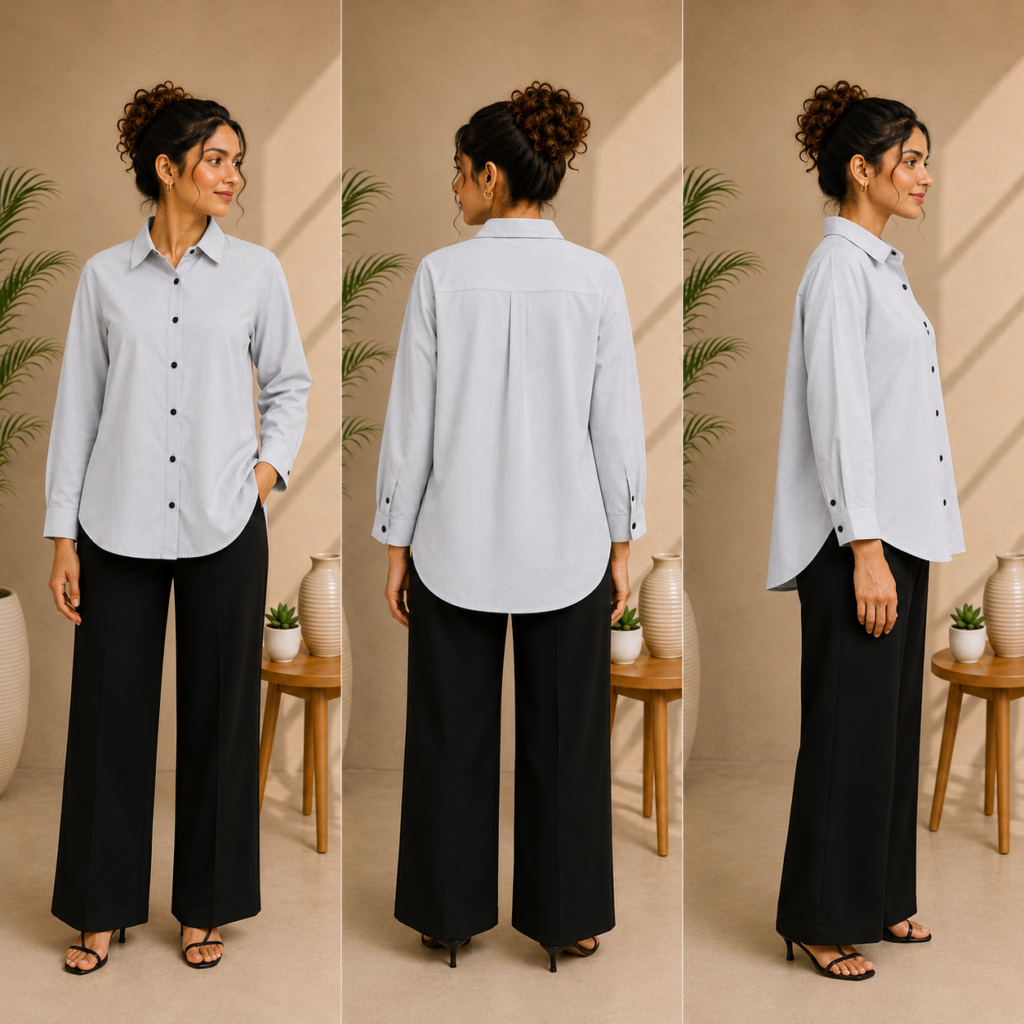Women’s Light Grey Pinstripe Shirt