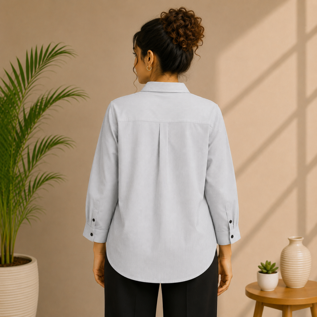 Women’s Light Grey Pinstripe Shirt back
